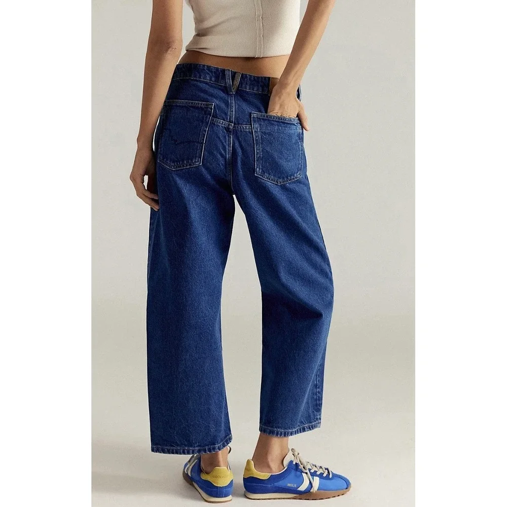 FP We The Free Deep Trance Dropped Boyfriend Jeans 29 Barrel Leg Slouchy Boho
